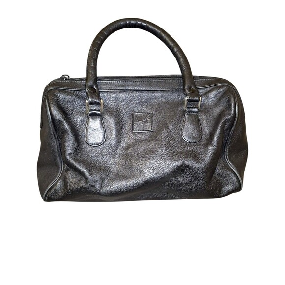 GIANI BERNINI Softest Leather Med Black Double Handle Zip Closure Handbag Purse - Picture 1 of 6